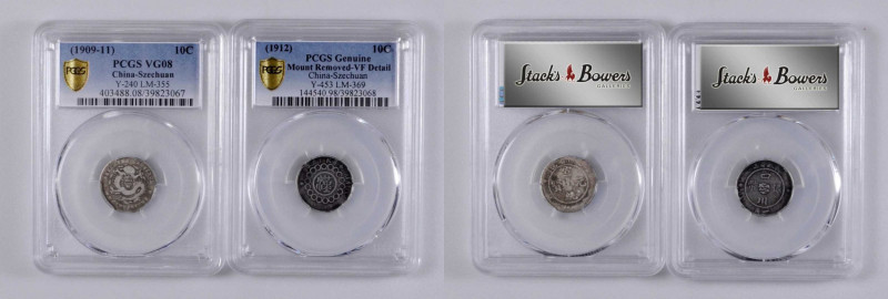 (t) CHINA. Szechuan. Duo of 10 Cents (2 Pieces), 1909-12. Both PCGS Certified.
...