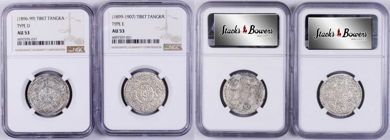 CHINA. Tibet. Duo of Tangkas (2 Pieces), ND (1896-1907). Both NGC AU-53 Certifie...