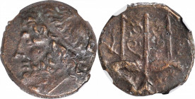 SICILY. Syracuse. Hieron II, 275-215 B.C. AE Litra, 263-218 B.C. NGC Ch VF.

HGC-2, 1550. Obverse: Head of Poseidon left, wearing tainia; Reverse: O...