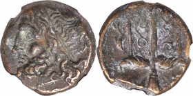 SICILY. Syracuse. Hieron II, 275-215 B.C. AE Litra, 263-218 B.C. NGC Ch VF.

HGC-2, 1550. Obverse: Head of Poseidon left, wearing tainia; Reverse: O...