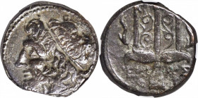 SICILY. Syracuse. Hieron II, 275-215 B.C. AE Litra, 263-218 B.C. NGC Ch VF.

HGC-2, 1550.Obverse: Head of Poseidon left, wearing tainia; Reverse: Or...