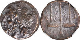 SICILY. Syracuse. Hieron II, 275-215 B.C. AE Litra, 263-218 B.C. NGC Ch VF.

HGC-2, 1550. Obverse: Head of Poseidon left, wearing tainia; Reverse: O...