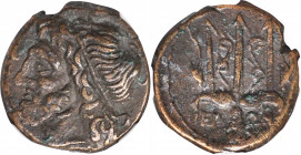 SICILY. Syracuse. Hieron II, 275-215 B.C. AE Litra, 263-218 B.C. NGC Ch VF.

HGC-2, 1550. Obverse: Head of Poseidon left, wearing tainia; Reverse: O...