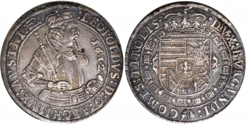 AUSTRIA. Taler, 1632. Hall Mint. Archduke Leopold V. PCGS EF-45.

Dav-3338; KM...