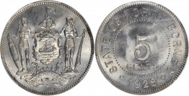 BRITISH NORTH BORNEO. 5 Cents, 1928-H. Heaton Mint. PCGS MS-66.

KM-5. This steely gray Gem presents intense radiance and luster shimmering througho...