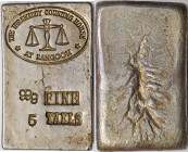 BURMA. 5 Tael Silver Ingot, ND. Grade: EXTREMELY FINE.

Weight: 155.71 gms, 51 x 31 x 10 mm. Obverse with oval stamp, balance scale within, THE IRRA...