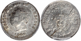 CAMBODIA. 25 Centimes, Dated 1860. Norodom I. PCGS MS-62.

Lec-38. A SCARCE and crudely struck Restrike, with frosty luster and light toning. The re...