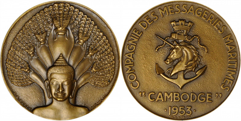 CAMBODIA. Cambodia - France. Compagnie des messageries maritimes Bronze Medal, 1...