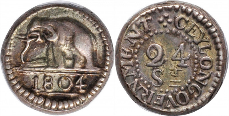 CEYLON. 24 Stuivers, 1804. George III. PCGS AU-55.

KM-76; Prid-15. A boldly s...