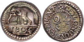 CEYLON. 24 Stuivers, 1804. George III. PCGS AU-55.

KM-76; Prid-15. A boldly struck and wholesome coin with splashes of olive toning.

Estimate: $...