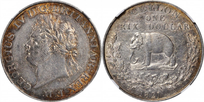 CEYLON. Rixdollar, 1821. George IV. NGC AU Details--Cleaned.

KM-84; Prid-82. ...