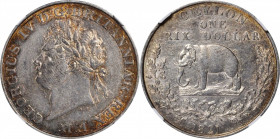CEYLON. Rixdollar, 1821. George IV. NGC AU Details--Cleaned.

KM-84; Prid-82. A well struck coin with pleasing strong almond toning in the obverse p...