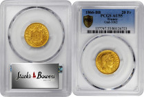 FRANCE. 20 Francs, 1866-BB. Strasbourg Mint. Napoleon III. PCGS AU-55.

Fr-584; KM-801.1; Gad-1062. 0.1867 troy oz AGW. A well struck coins with one...