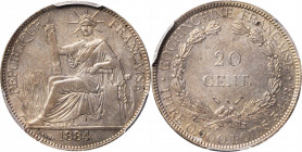 FRENCH COCHIN CHINA. 20 Centimes, 1884-A. Paris Mint. PCGS Genuine--Cleaned, AU Details.

KM-5; Lec-22. A well struck coin with an old cleaning, tha...