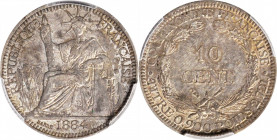 FRENCH COCHIN CHINA. 10 Centimes, 1884-A. Paris Mint. PCGS MS-62.

KM-4; Lec-18. A crisply struck and pleasing coin with mottled gray to dark gray t...