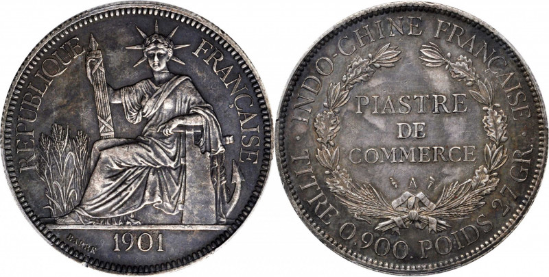 FRENCH INDO-CHINA. Piastre, 1901-A. Paris Mint. PCGS AU-53.

KM-5a.1; Gad-35; ...