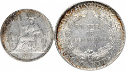 FRENCH INDO-CHINA. Piastre, 1906-A. Paris Mint. PCGS AU-55.

KM-5a.1; Gad-35; Lec-289. A lustrous and variably toned Piastre, with some scattered ba...