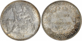 FRENCH INDO-CHINA. Piastre, 1925-A. Paris Mint. PCGS AU-55.

KM-5a.1; Lec-301. A decently struck Piastre with frosty luster remaining in the periphe...