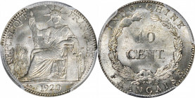 FRENCH INDO-CHINA. 10 Centimes, 1920. PCGS MS-64.

KM-9; Lec-159. A somewhat lightly struck but fully lustrous coin, with traces of light peripheral...