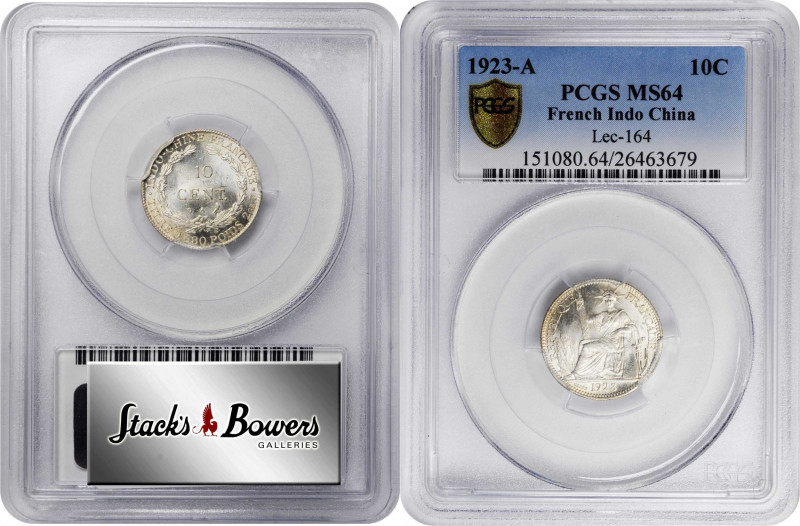 FRENCH INDO-CHINA. 10 Centimes, 1923-A. Paris Mint. PCGS MS-64.

KM-16.1; Lec-...