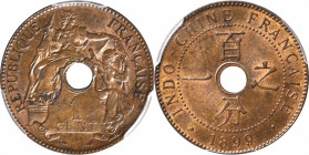 FRENCH INDO-CHINA. Centime, 1899-A. Paris Mint. PCGS MS-64 Brown.

KM-8; Lec-54. A well struck and pleasing near-Gem Cent with glossy obverse surfac...