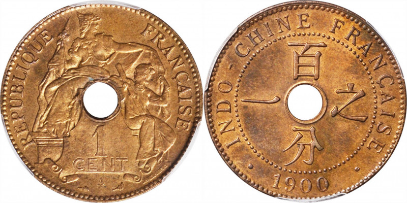 FRENCH INDO-CHINA. Centime, 1900-A. Paris Mint. PCGS MS-64 Red Brown.

KM-8; L...