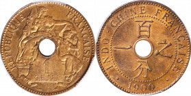 FRENCH INDO-CHINA. Centime, 1900-A. Paris Mint. PCGS MS-64 Red Brown.

KM-8; Lec-55. A boldly struck and light brown toned Cent with bright mint lus...