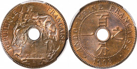 FRENCH INDO-CHINA. Centime, 1903-A. Paris Mint. PCGS MS-65 Brown.

KM-8; Lec-59. A Gem with full silky luster and abundant mint red remaining in the...