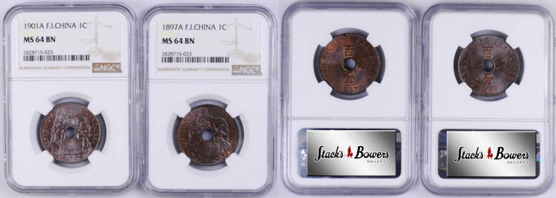 FRENCH INDO-CHINA. Duo of Centimes (2 Pieces), 1897 & 1901. Paris Mint. Both NGC...