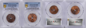 FRENCH INDO-CHINA. Duo of Centimes (2 Pieces), 1923. Both PCGS MS-65 Red Brown Certified.

1) 1923-A. Paris Mint. KM-12.1; Lec-88. 2) 1923. Poissy M...