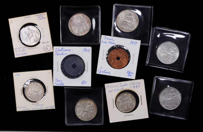 FRENCH INDO-CHINA. Group of 20th Century Issues (10 Pieces), 1905-39. Grade Rang...