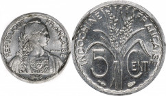 FRENCH INDO-CHINA. 5 Centimes, 1946. PCGS MS-66.

KM-30.1; Lec-127. A bright and flashy Gem, struck in aluminum, with sharp design detail and no ton...
