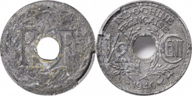 FRENCH INDO-CHINA. 1/2 Centime, 1940. PCGS Genuine--Environmental Damage, AU Details.

KM-20a; Lec-36. A RARE zinc wartime issue. A well detailed co...