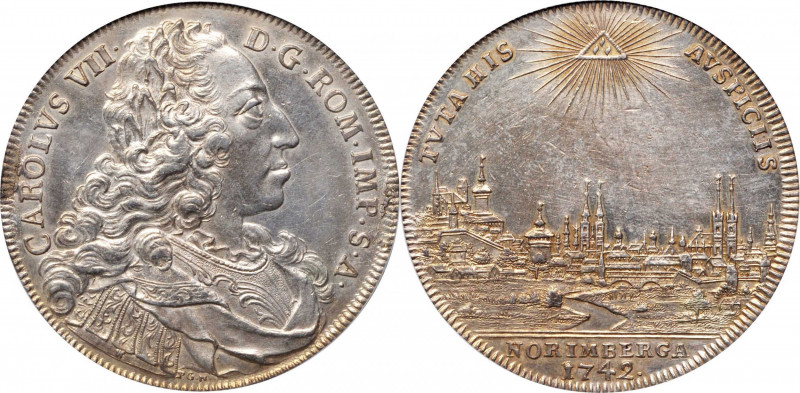 GERMANY. Nurnberg. Taler, 1742-PGN. Karl VII. PCGS Genuine--Repaired, AU Details...