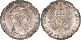 GERMANY. Prussia. 5 Mark, 1888-A. Berlin Mint. Friedrich III. NGC MS-64+.

KM-512; Dav-787; J-99. A handsome near-Gem with bold dark toning and silk...
