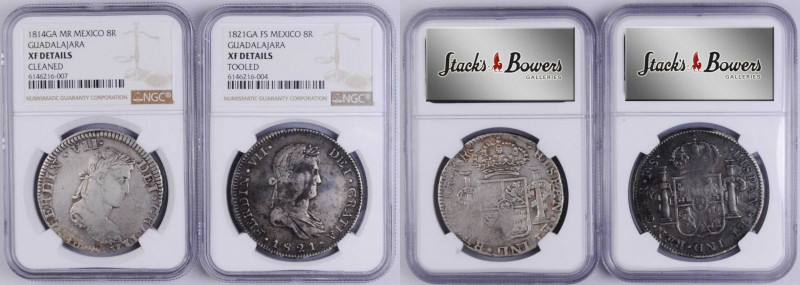 MEXICO. Guadalajara. Duo of 8 Reales (2 Pieces), 1814 & 1821. Guadalajara Mint. ...