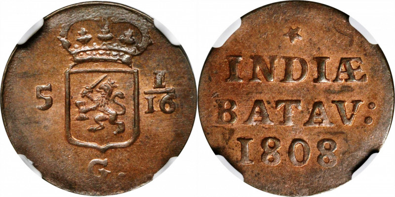 NETHERLANDS EAST INDIES. Batavian Republic (French Interregnum). Duit, 1808. NGC...