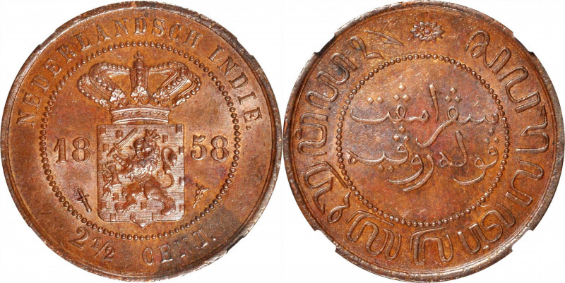 NETHERLANDS EAST INDIES. Kingdom of the Netherlands. 2-1/2 Cents, 1858. Utrecht ...