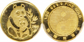 SINGAPORE. Panda/Yin-Yang Gold Medal, 1984-SM. Singapore Mint. PCGS PROOF-65 Deep Cameo.

KMX-MB12. Weight: 1.5 gms. Mintage: 1,500. A seldom-seen t...