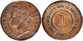 STRAITS SETTLEMENTS. Cent, 1872-H. Heaton Mint. Victoria. PCGS AU-55.

KM-9; Prid-162. A wholesome and pleasing example of the type, with a nick or ...