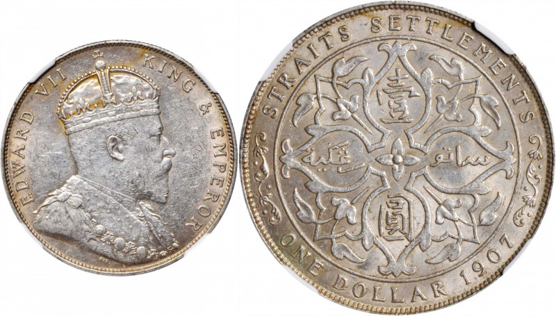 STRAITS SETTLEMENTS. Dollar, 1907. London Mint. NGC AU-58.

KM-26; Tan-SSC35; ...