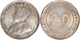 STRAITS SETTLEMENTS. 20 Cents, 1919-B. Bombay Mint. PCGS MS-65.

KM-30a; Tan-SSC29. A lustrous Gem with crisp, original surfaces and light toning.
...