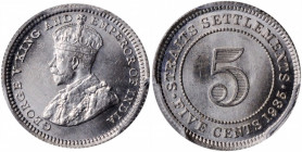 STRAITS SETTLEMENTS. 5 Cents, 1935. London Mint. PCGS MS-66.

KM-36. A blast white and fully lustrous Gem.

Estimate: $100.00 - $150.00

1935年海峽...
