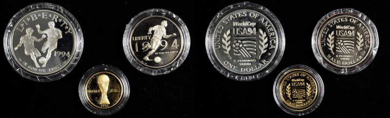 UNITED STATES OF AMERICA. World Cup Proof Set (3 Pieces), 1994. Average Grade: C...
