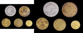 VIETNAM. US Military Token Quintet (5 Pieces), ND. Grade Range: VERY FINE to EXTREMELY FINE.

Four different tokens from the Tan Son Nhut NCO Club, ...