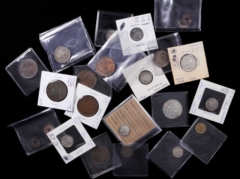MIXED LOTS. Group of Hong Kong and Other Issues (23 Pieces), 1865-1920. Grade Ra...