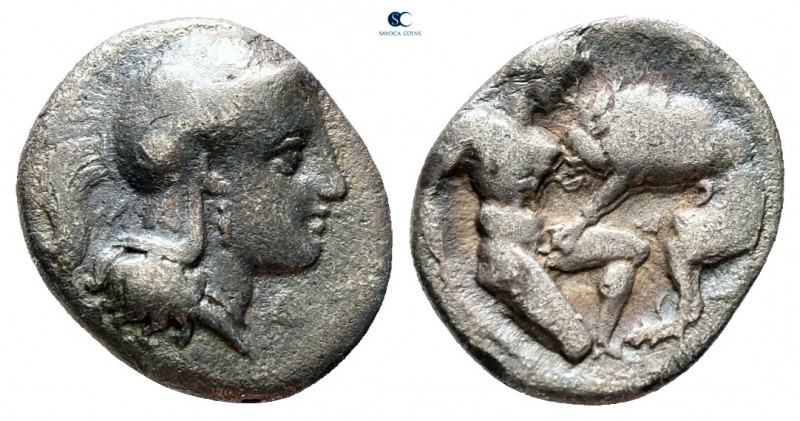 Lucania. Herakleia circa 432-420 BC. 
Diobol AR

10 mm, 1,02 g



nearly ...