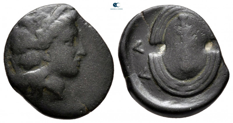 Attica. Salamis circa 350-300 BC.
Dichalkon Æ

17 mm, 2,75 g

very fine