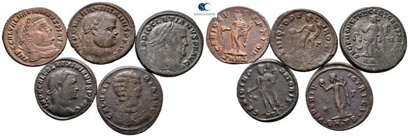 Lot of ca. 5 folles of Maximianus Herculius, Diocletianus and Galeria Valeria / ...