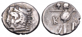 BITHYNIA. Herakleia Pontika. Klearchos, tyrant, circa 364-352 BC. Obol (Silver, 11 mm, 0.83 g, 12 h). [HPAK] Head of Herakles to left, wearing lion's ...
